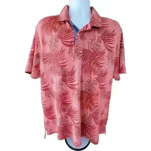 Chaps Mens Seacoast Wash Slub Pique Polo Shirt Short Sleeves Salmon Palm Size XL